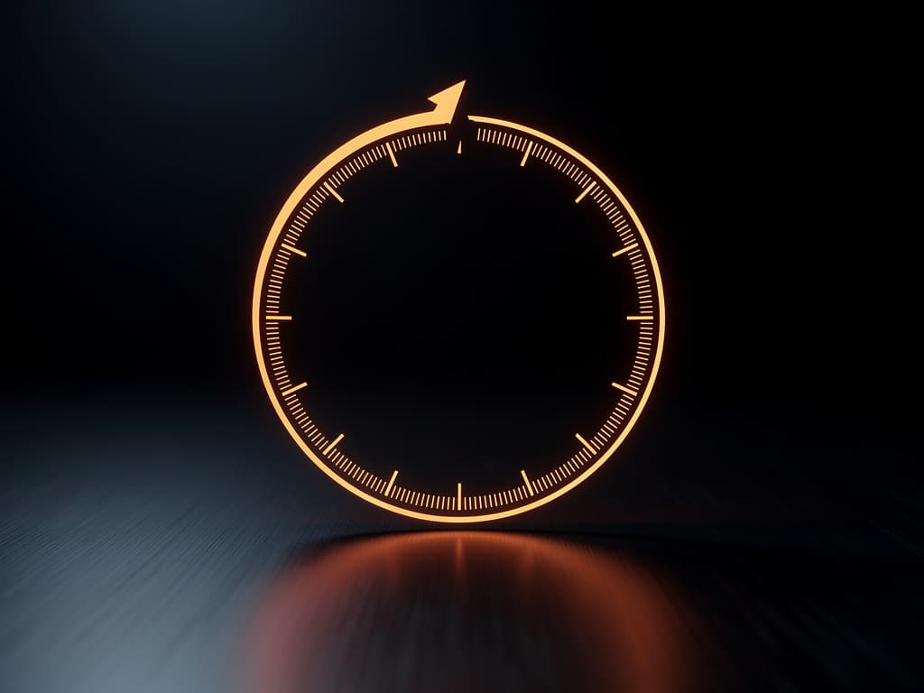 Glowing ember momentum gauge on a dark surface